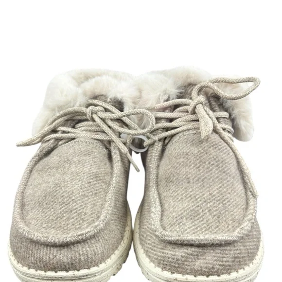 Hey Dude Women's Britt Light Tan Fur-Lined Lace up Casual Shoes Size 9 - Picture 5 of 10